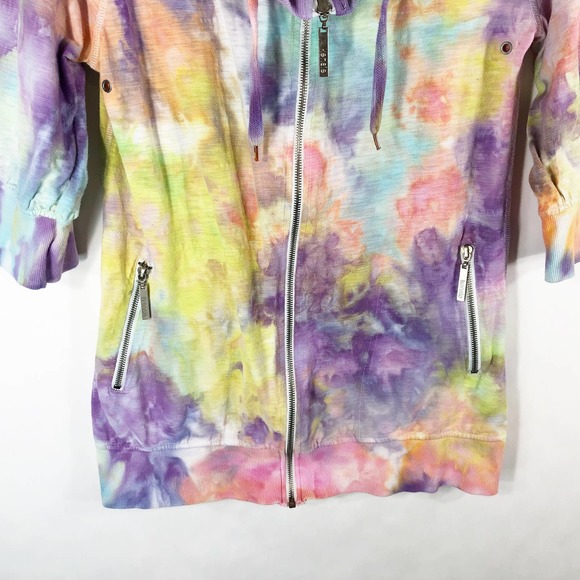 Kensie Medium‎ Jacket Carnival Camouflage Handmade Tie Dye Yellow Purple 243 - Picture 8 of 9